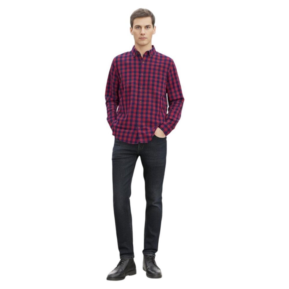 Old Navy Red and Blue Plaid Button Down Long Sleeve Shirt Size L